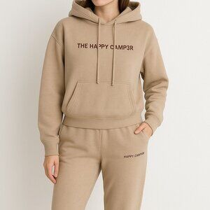 The Happy Camp3r Beige Hoodie Sweatshirt Jogger Pants Lounge Set Women’s